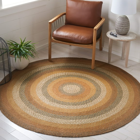 SAFAVIEH Braided Dorinda Bordered Reversible Area Rug, Ivory/Green, 3' x 5' Oval