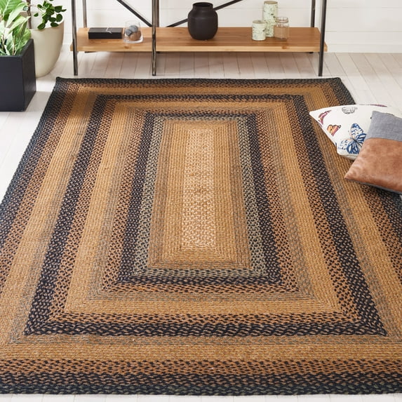 SAFAVIEH Braided Dorinda Bordered Reversible Area Rug, Natural/Sage, 3' x 5'