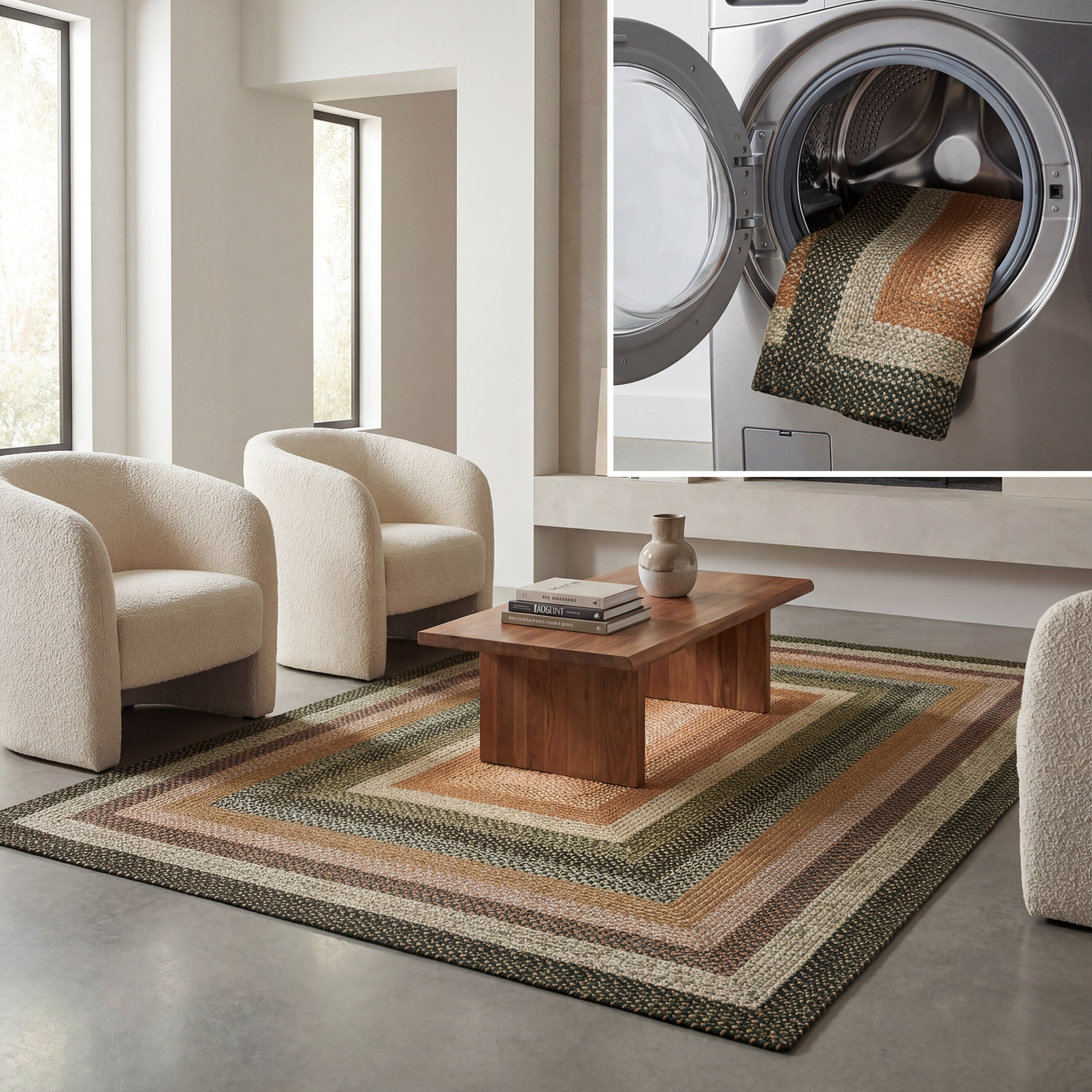 Safavieh Braided Ellen Bordered Machine Washable Reversible Area Rug, Multi, 5' x 8'