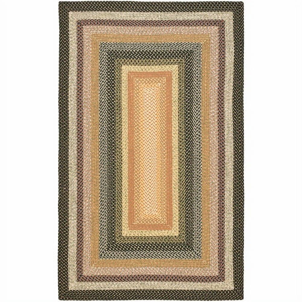 Handmade Blue and Multi Oval Braided Rug, 6' x 9'