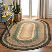 Safavieh Braided Ellen Bordered Machine Washable Reversible Area Rug, Multi, 6' x 9' Oval