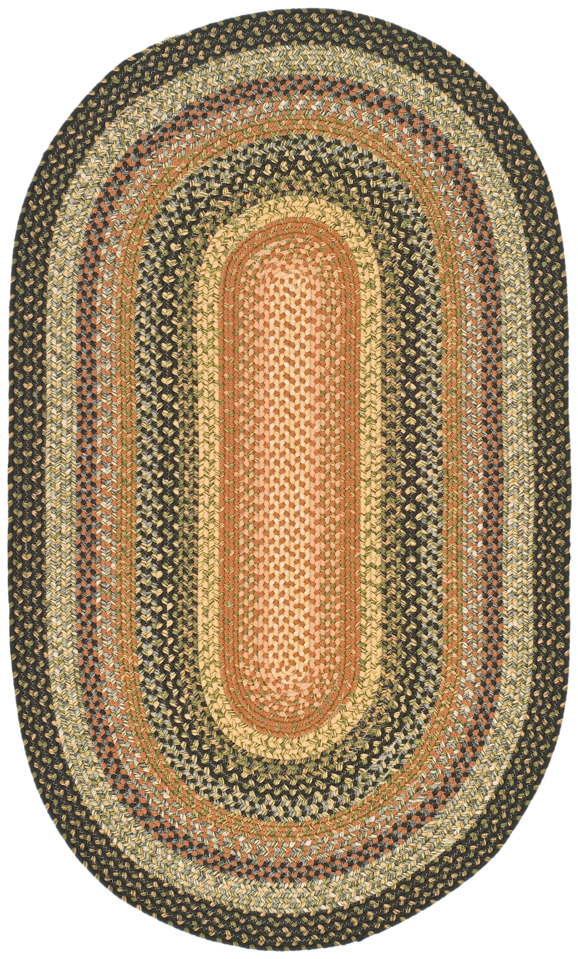 Handmade Blue Oval Braided Synthetic 6' x 9' Rug