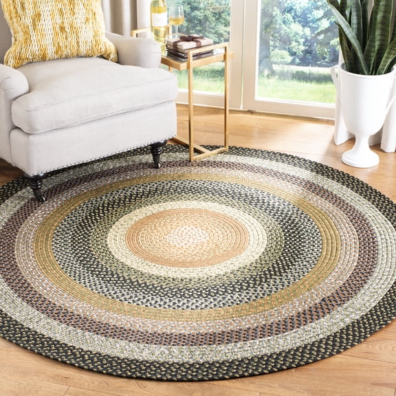 Safavieh Braided Ellen Bordered Machine Washable Reversible Area Rug, Multi, 4' x 4' Round