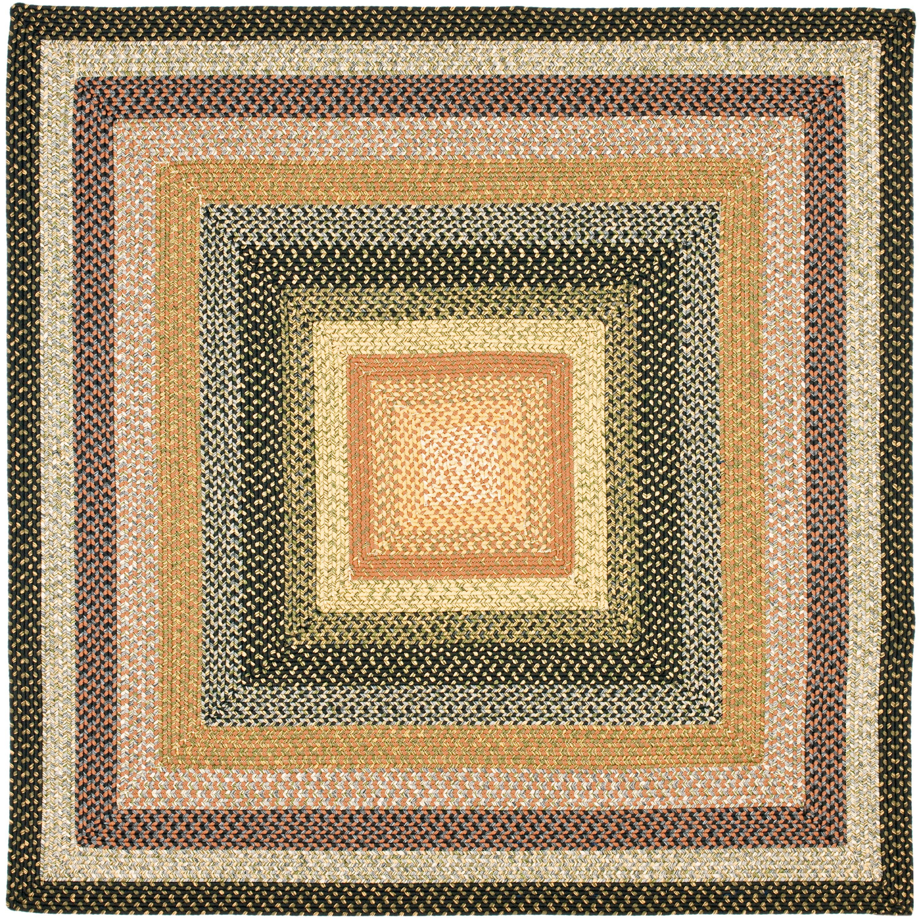 Handwoven Braided Blue Square Synthetic Rug, 4' x 4'