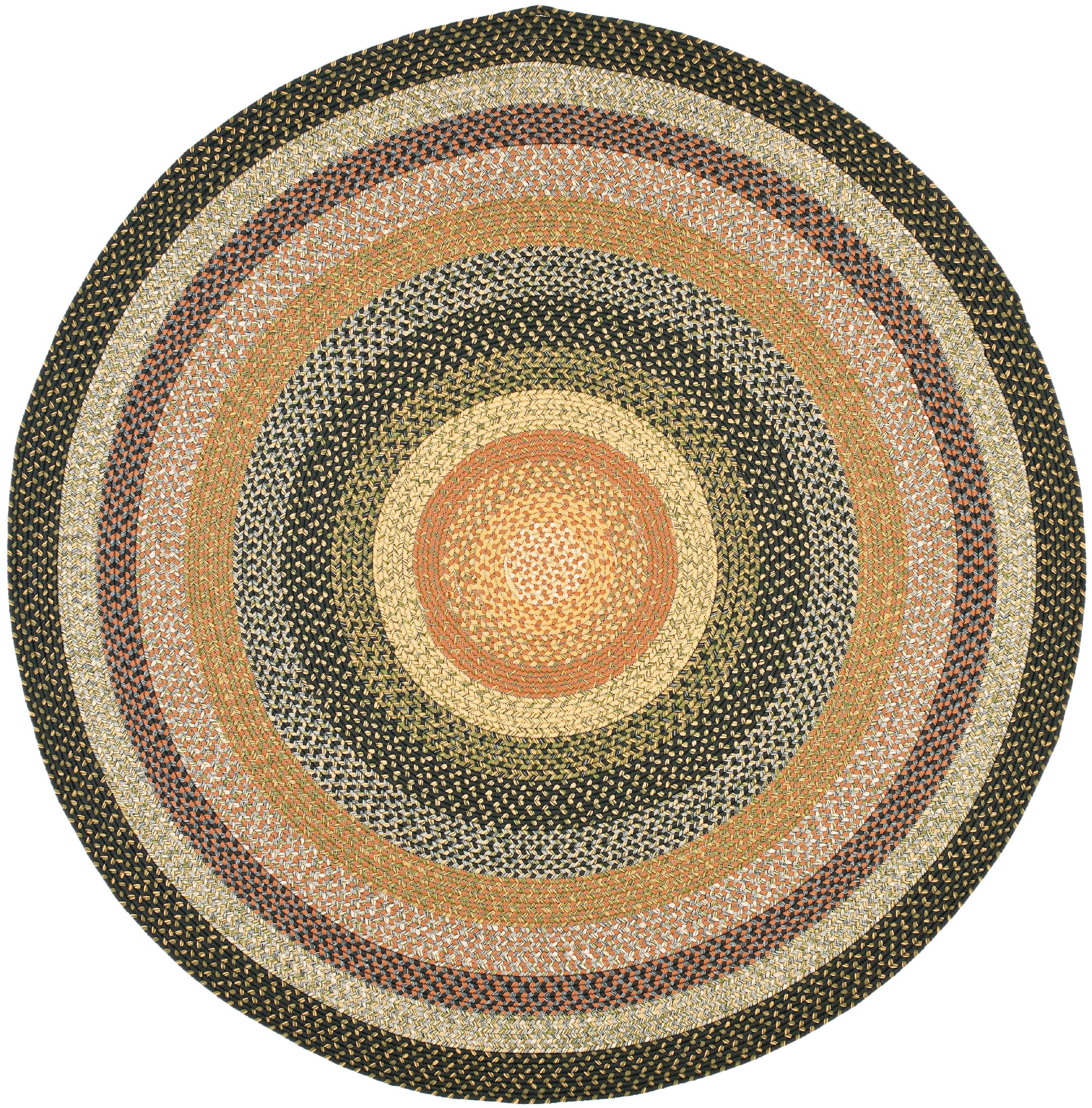 Handwoven Blue Round Reversible Braided Area Rug