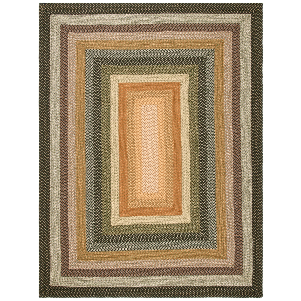 Handwoven Blue Multi Square Braided Area Rug - 6' x 6'