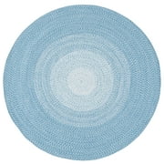 SAFAVIEH Braided Evangeline Bordered Machine Washable Reversible Area Rug, Aqua, 3' x 3' Round
