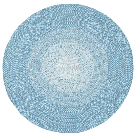 SAFAVIEH Braided Evangeline Bordered Machine Washable Reversible Area Rug, Aqua, 3' x 3' Round