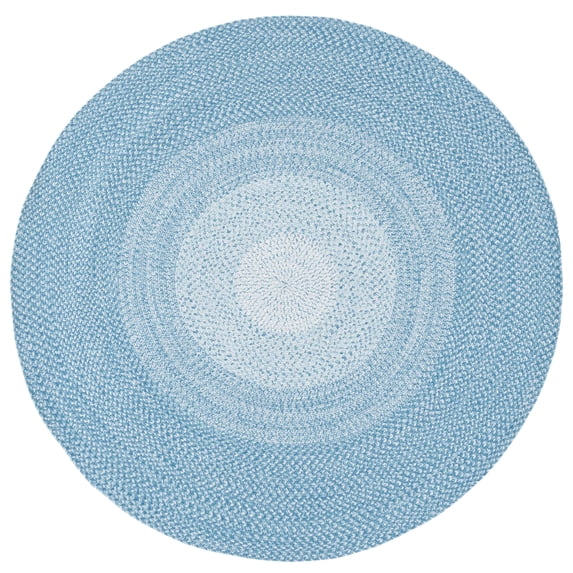 SAFAVIEH Braided Evangeline Bordered Machine Washable Reversible Area Rug, Aqua, 3' x 3' Round