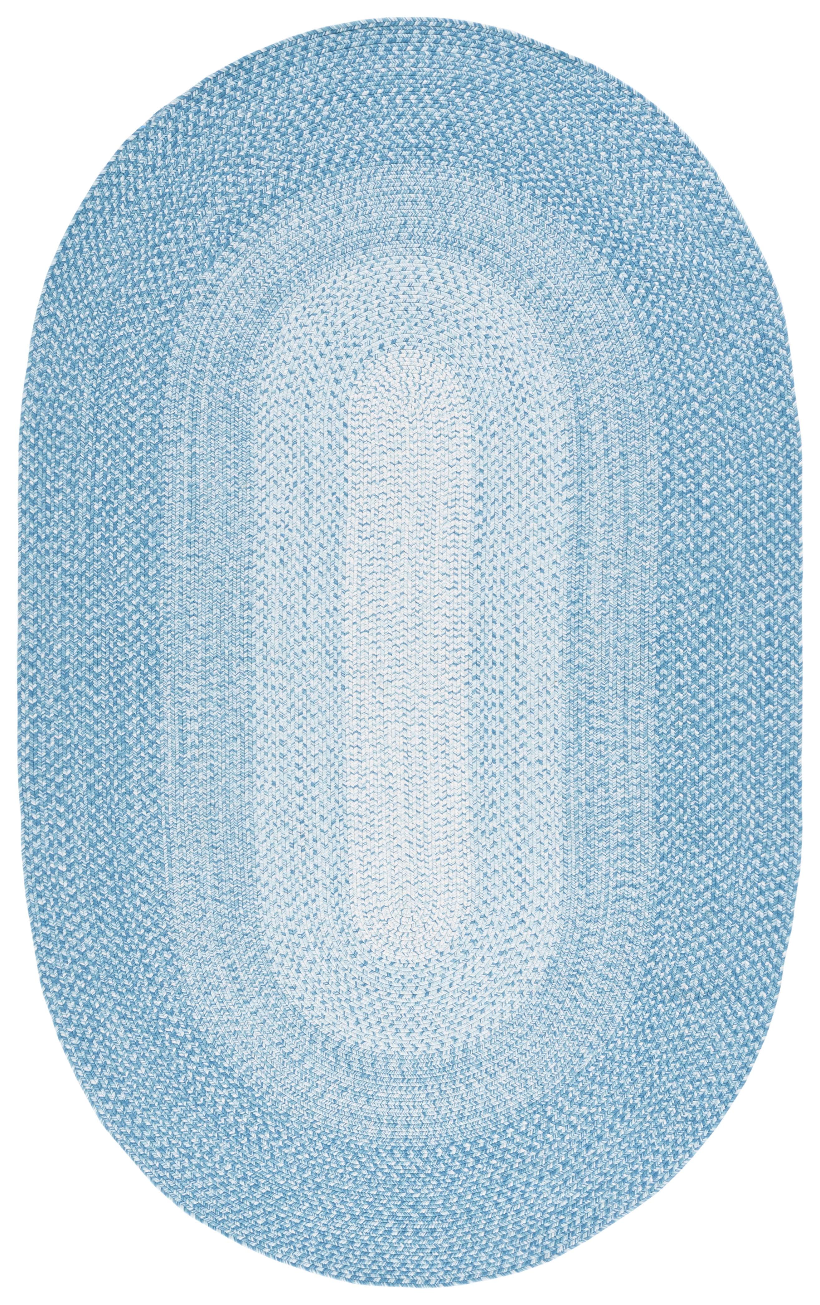 Aqua Oval Braided Reversible Synthetic Area Rug, 3' x 5'