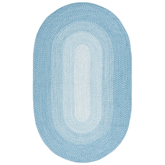 SAFAVIEH Braided Evangeline Bordered Machine Washable Reversible Area Rug, Aqua, 3' x 5' Oval