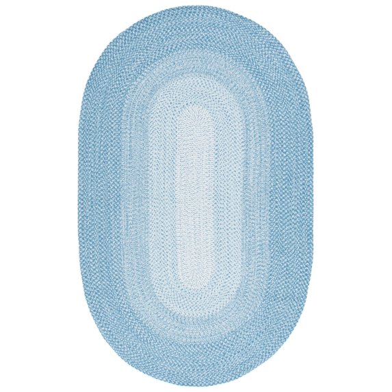 SAFAVIEH Braided Evangeline Bordered Machine Washable Reversible Area Rug, Aqua, 3' x 5' Oval