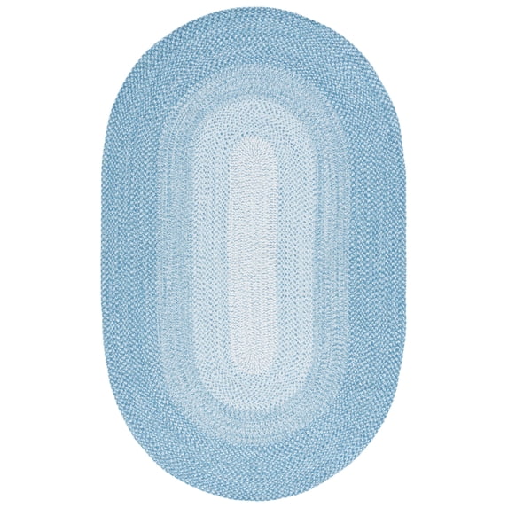 SAFAVIEH Braided Evangeline Bordered Machine Washable Reversible Area Rug, Aqua, 4' x 6' Oval