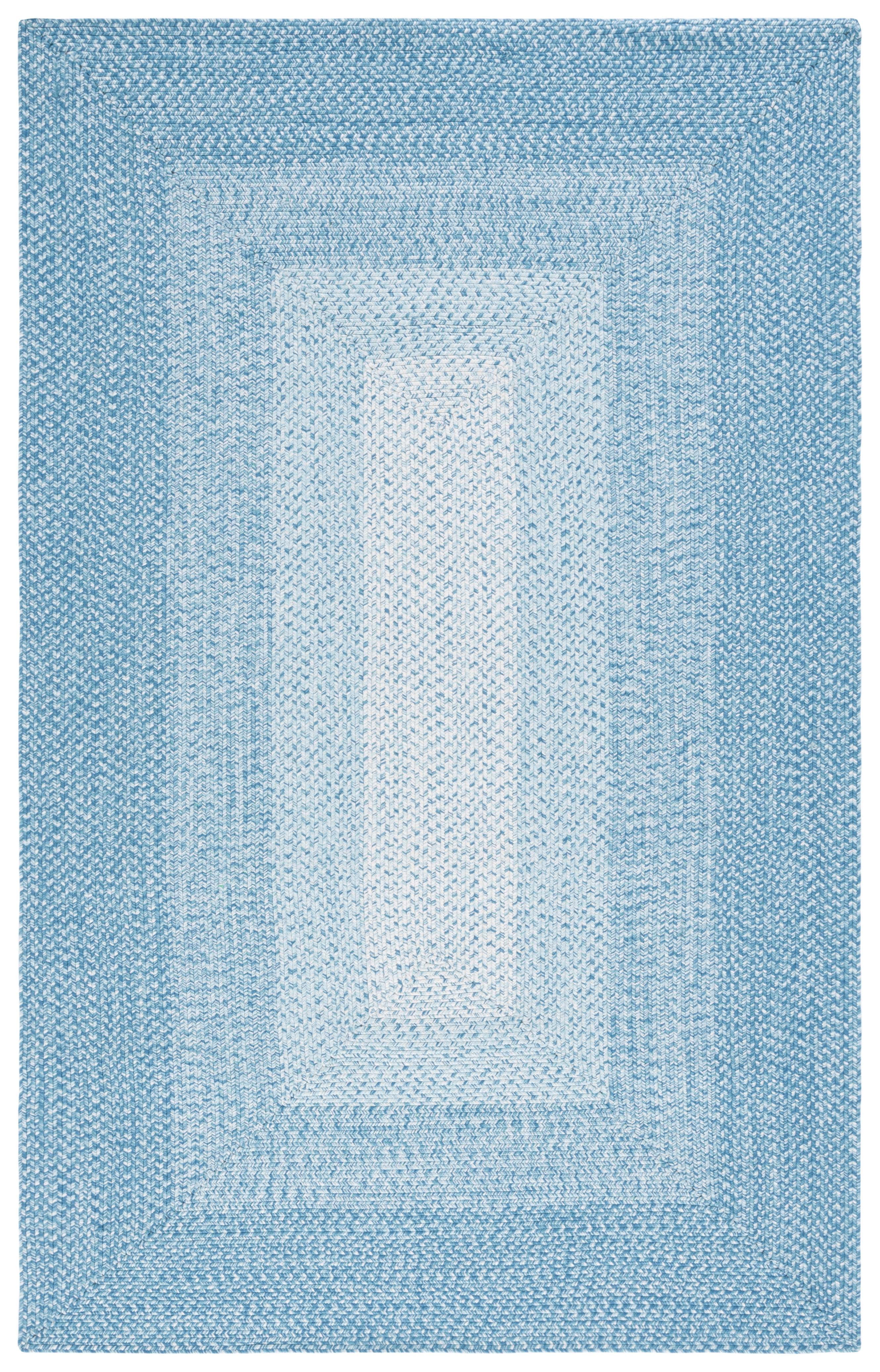 Aqua Braided Reversible Handmade Synthetic Area Rug 5' x 8'