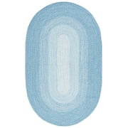SAFAVIEH Braided Evangeline Bordered Machine Washable Reversible Area Rug, Aqua, 8' x 10' Oval
