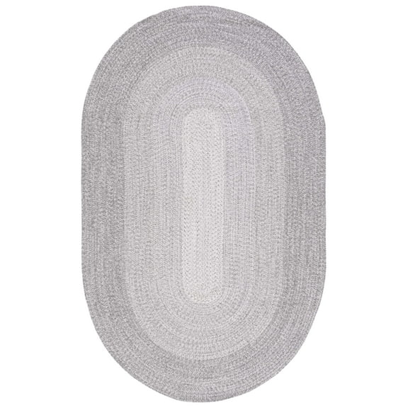 SAFAVIEH Braided Evangeline Bordered Machine Washable Reversible Area Rug, Grey, 3' x 5' Oval