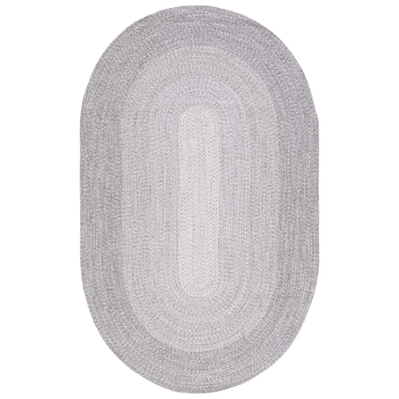 SAFAVIEH Braided Evangeline Bordered Machine Washable Reversible Area Rug, Grey, 4' x 6' Oval