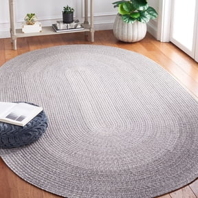 SAFAVIEH Braided Evangeline Bordered Machine Washable Reversible Area Rug, Grey, 5' x 8' Oval