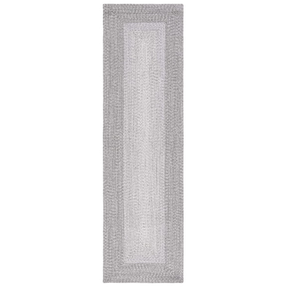 SAFAVIEH Braided Evangeline Bordered Machine Washable Reversible Runner Rug, Grey, 2'3" x 14'