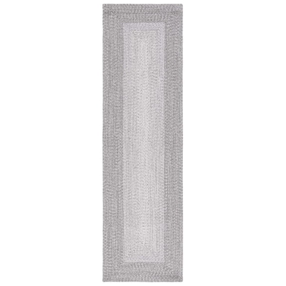 SAFAVIEH Braided Evangeline Bordered Machine Washable Reversible Runner Rug, Grey, 2'3" x 16'