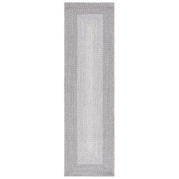 SAFAVIEH Braided Evangeline Bordered Machine Washable Reversible Runner Rug, Grey, 2'3" x 20'