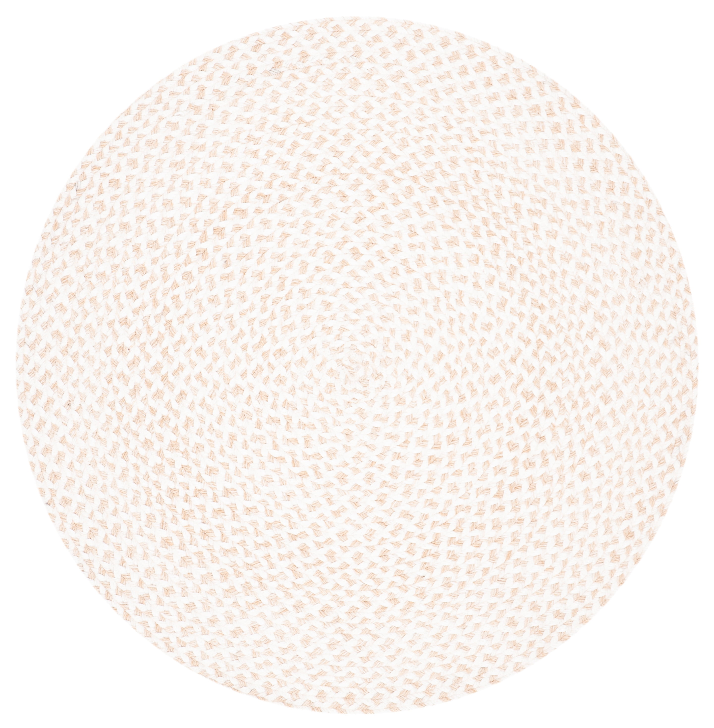 Ivory Round Braided Handwoven Synthetic Area Rug