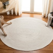 SAFAVIEH Braided Geraldine Checkered Polyester Reversible Area Rug, Ivory/Beige, 10' x 10' Round