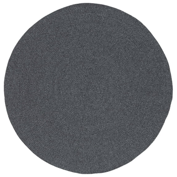 SAFAVIEH Braided Gino Distressed Machine Washable Reversible Area Rug, Black, 5' x 5' Round