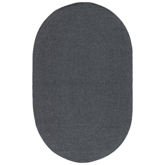 SAFAVIEH Braided Gino Distressed Machine Washable Reversible Area Rug, Black, 8' x 10' Oval