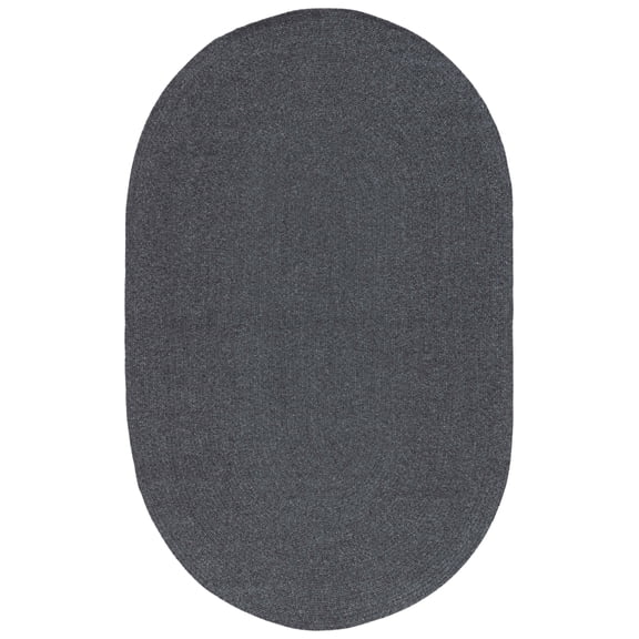 SAFAVIEH Braided Gino Distressed Machine Washable Reversible Area Rug, Black, 8' x 10' Oval