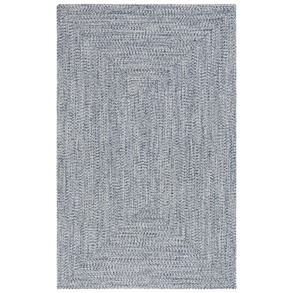 SAFAVIEH Braided Gino Distressed Machine Washable Reversible Area Rug, Dark Blue/Ivory, 4' x 6' Oval
