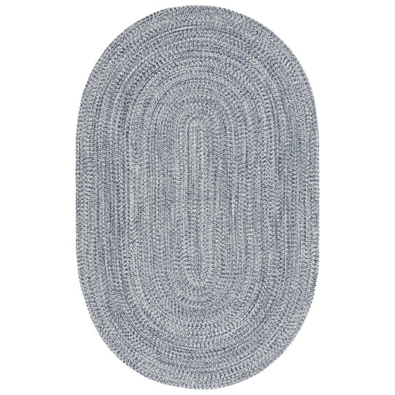 SAFAVIEH Braided Gino Distressed Machine Washable Reversible Area Rug, Dark Blue/Ivory, 5' x 8' Oval