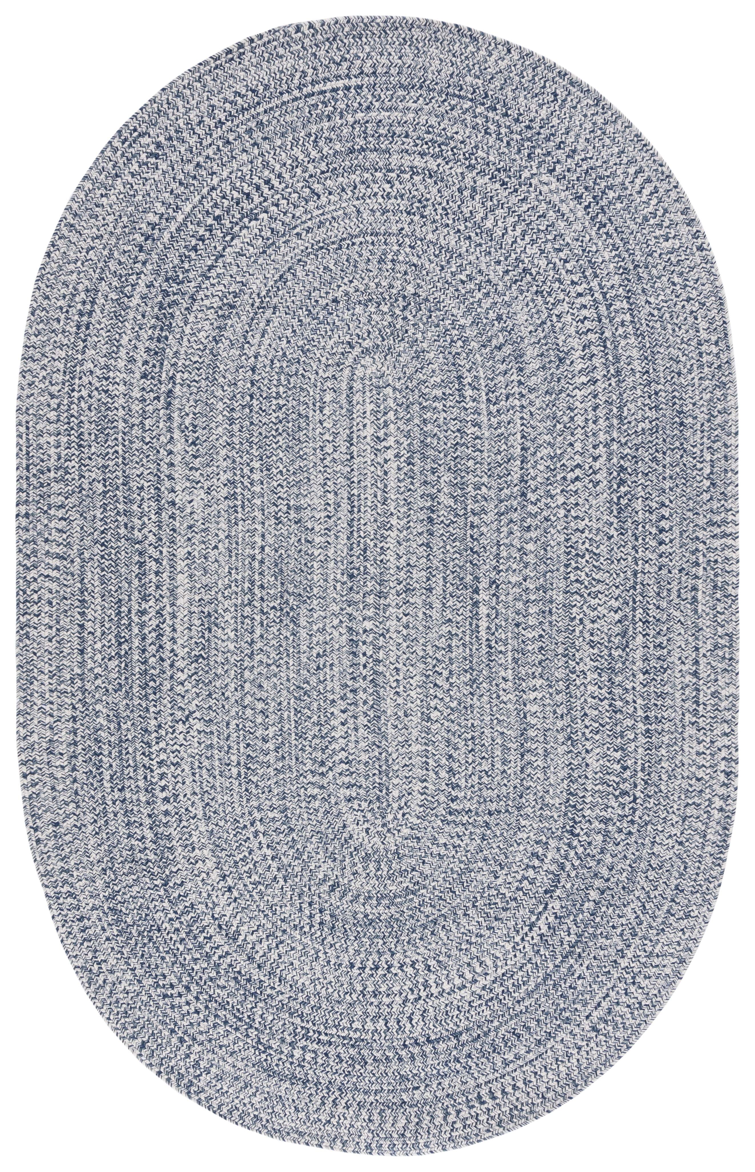 SAFAVIEH Braided Gino Distressed Machine Washable Reversible Area Rug, Dark Blue/Ivory, 8' x 10' Oval