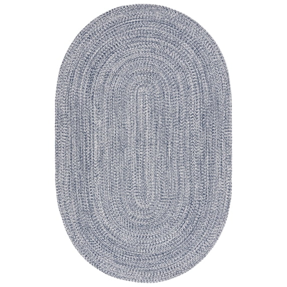 SAFAVIEH Braided Gino Distressed Machine Washable Reversible Area Rug, Dark Blue/Ivory, 9' x 12' Oval