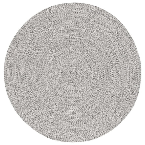 SAFAVIEH Braided Gino Distressed Machine Washable Reversible Area Rug, Grey/Ivory, 4' x 4' Round