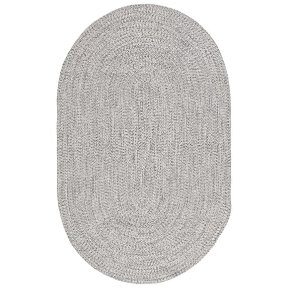 SAFAVIEH Braided Gino Distressed Machine Washable Reversible Area Rug, Grey/Ivory, 4' x 6' Oval