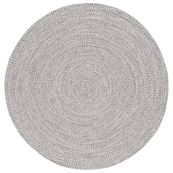 SAFAVIEH Braided Gino Distressed Machine Washable Reversible Area Rug, Grey/Ivory, 5' x 5' Round