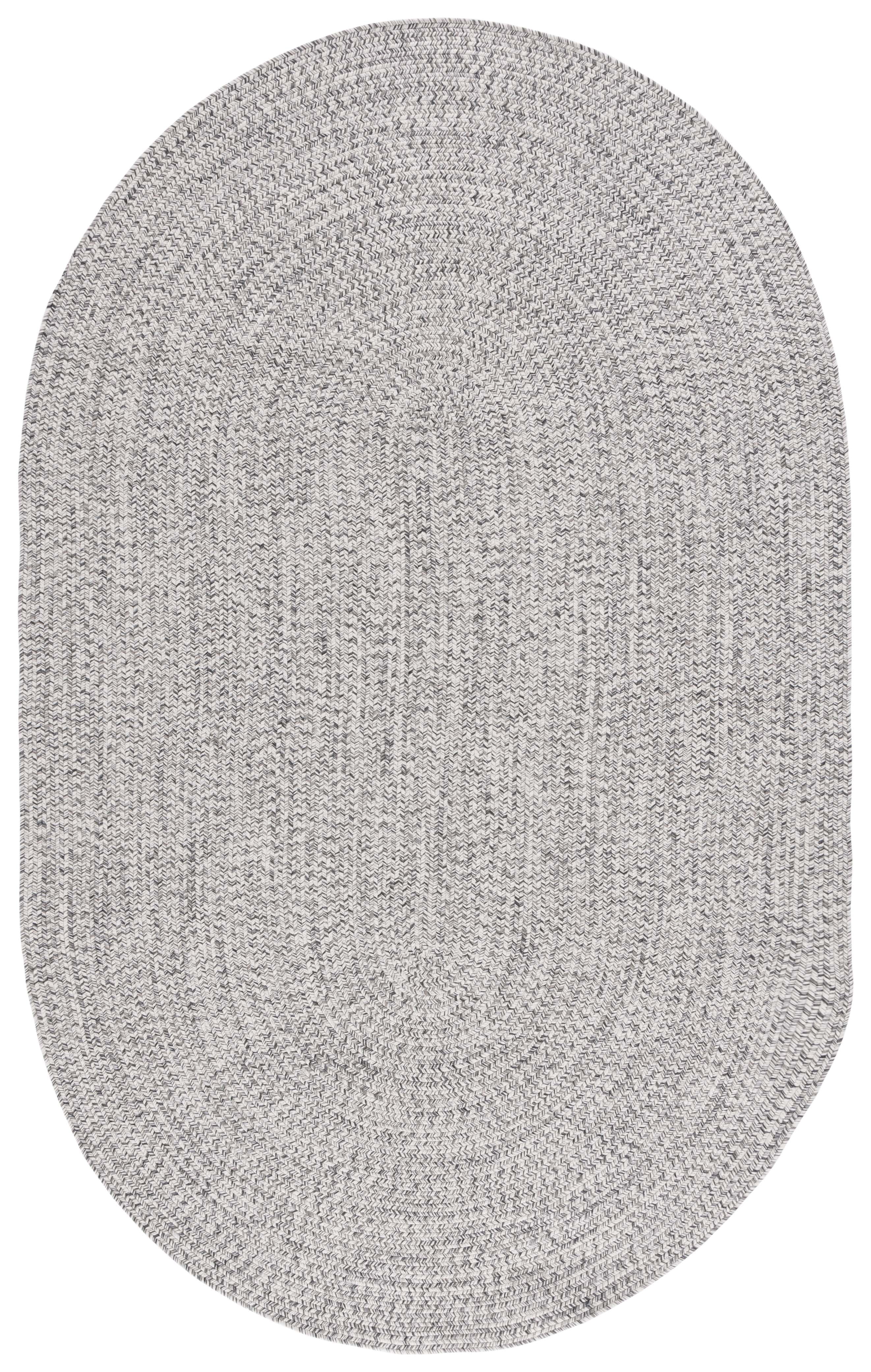 Handmade Grey/Ivory Braided 5' x 8' Oval Synthetic Rug