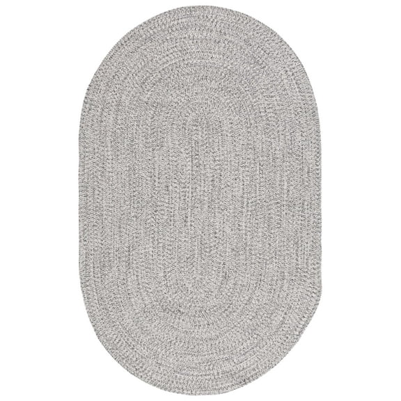 SAFAVIEH Braided Gino Distressed Machine Washable Reversible Area Rug, Grey/Ivory, 5' x 8' Oval