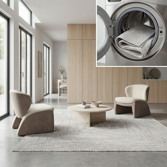 SAFAVIEH Braided Gino Distressed Machine Washable Reversible Area Rug, Grey/Ivory, 7' x 7' Square