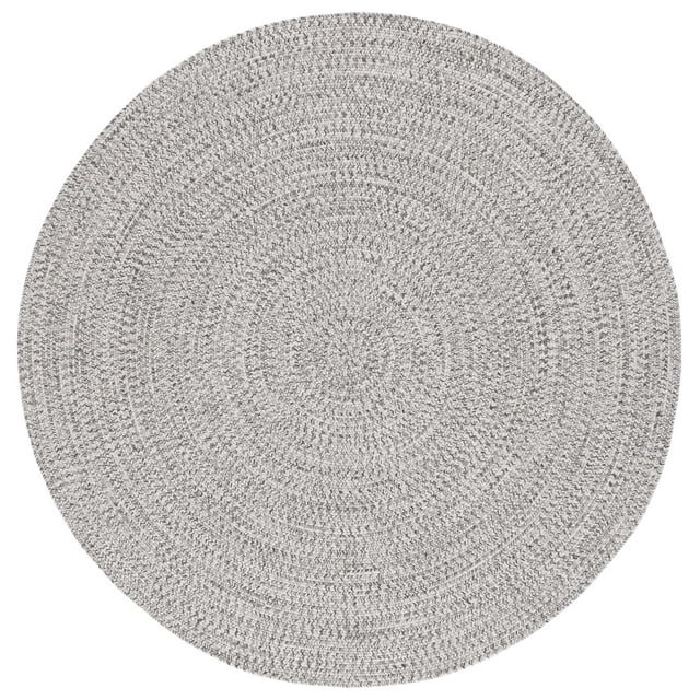 SAFAVIEH Braided Gino Distressed Machine Washable Reversible Area Rug, Grey/Ivory, 8' x 8' Round
