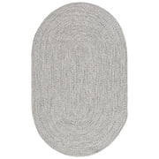 SAFAVIEH Braided Gino Distressed Machine Washable Reversible Area Rug, Grey/Ivory, 9' x 12' Oval