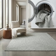 SAFAVIEH Braided Gino Distressed Machine Washable Reversible Area Rug, Ivory/Green, 2' x 3'