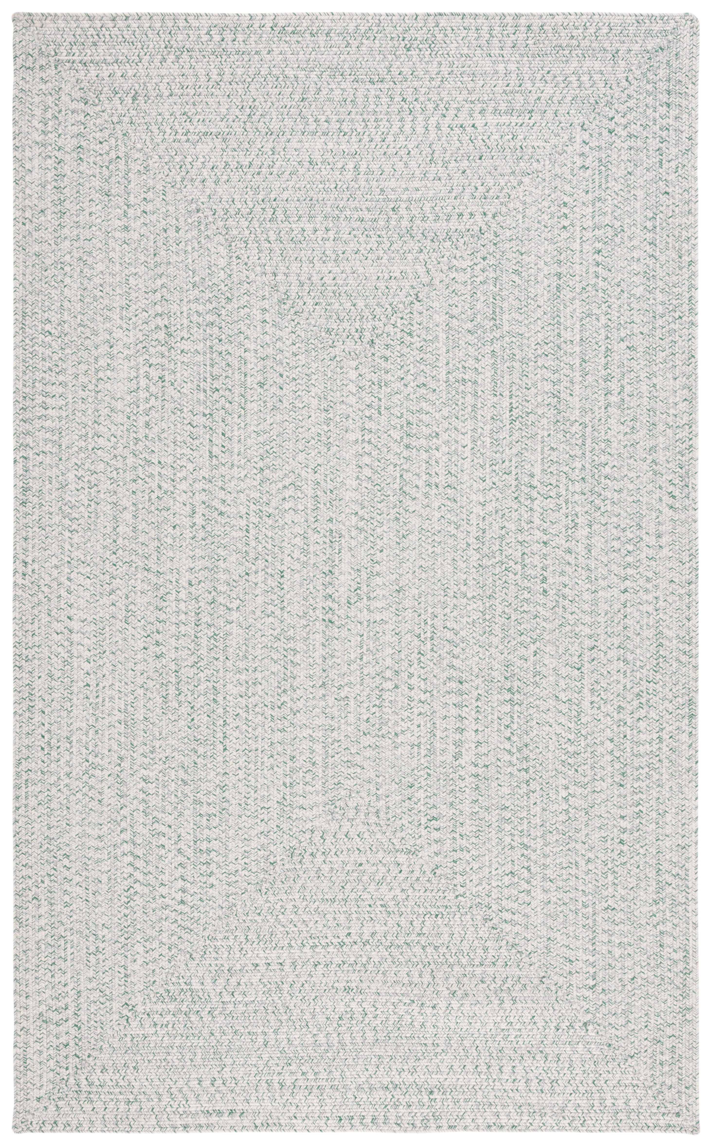 Ivory and Green Synthetic Braided Reversible Area Rug, 3' x 5'
