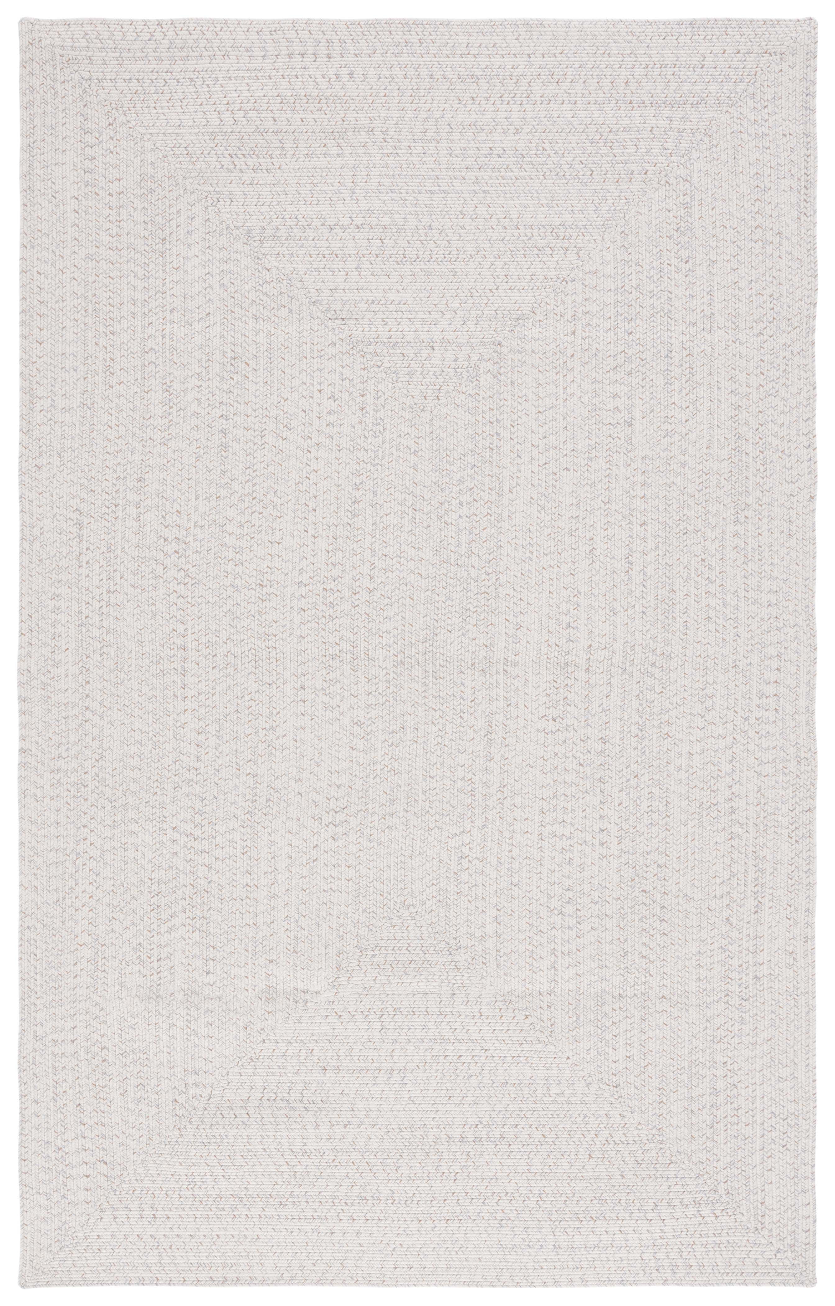 Handmade Ivory and Light Grey Braided 24" Square Synthetic Rug