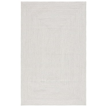 SAFAVIEH Braided Gino Distressed Machine Washable Reversible Area Rug, Ivory/Light Grey, 2' x 3'