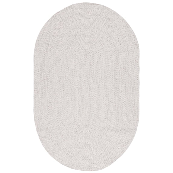 SAFAVIEH Braided Gino Distressed Machine Washable Reversible Area Rug, Ivory/Light Grey, 3' x 5' Oval