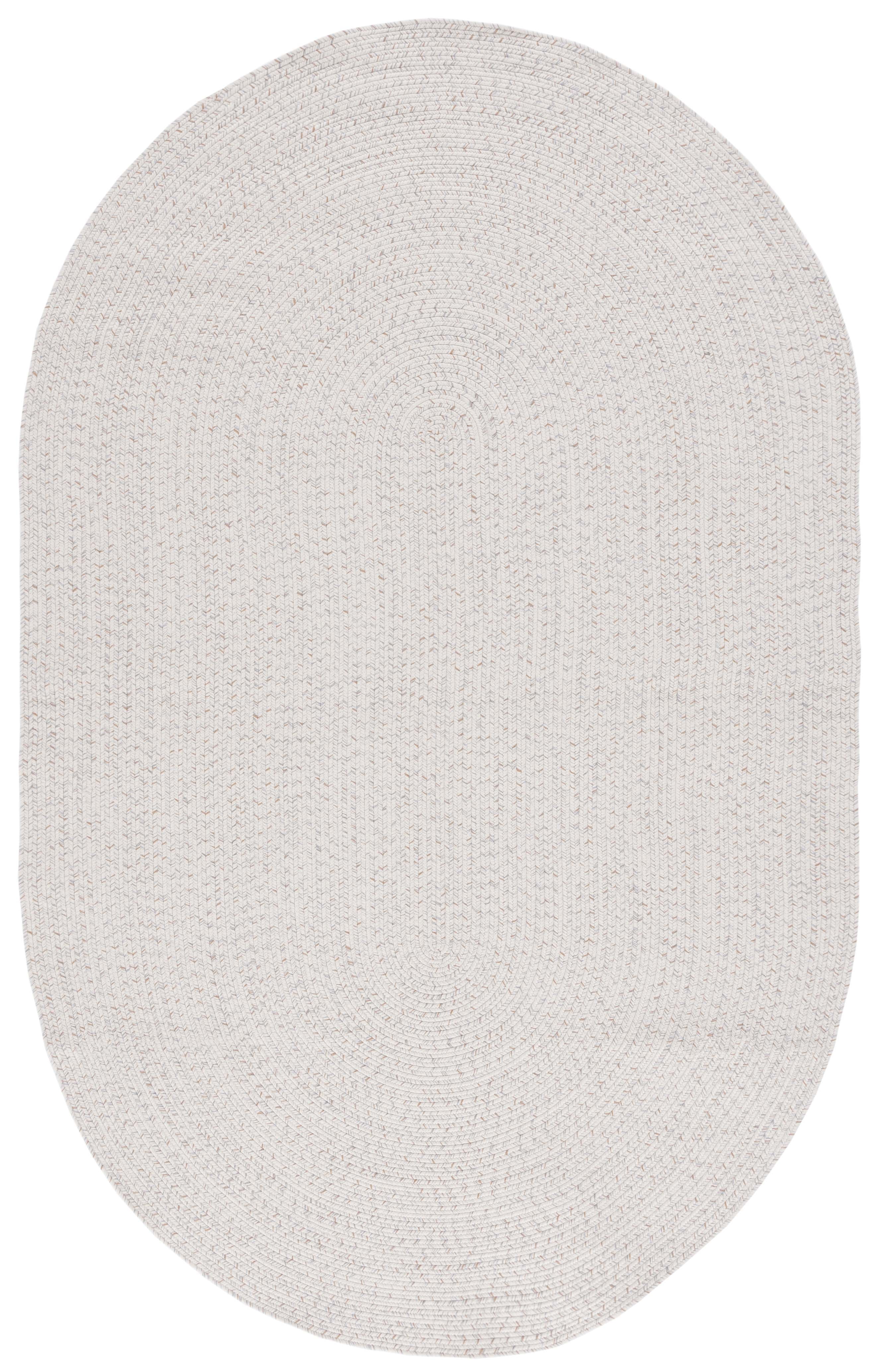 Handwoven Ivory & Light Grey Synthetic Oval Braided Rug - 4' x 6'