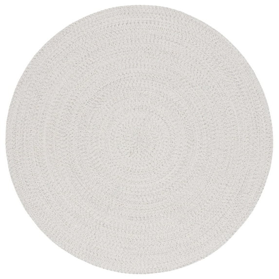 SAFAVIEH Braided Gino Distressed Machine Washable Reversible Area Rug, Ivory/Light Grey, 6' x 6' Round