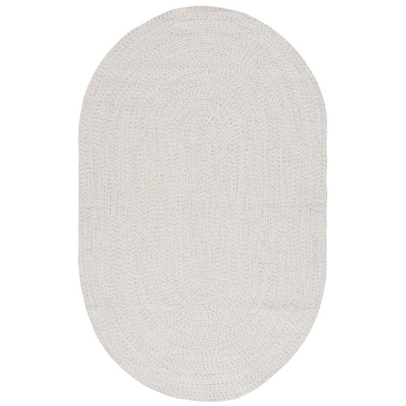 SAFAVIEH Braided Gino Distressed Machine Washable Reversible Area Rug, Ivory/Light Grey, 6' x 9' Oval